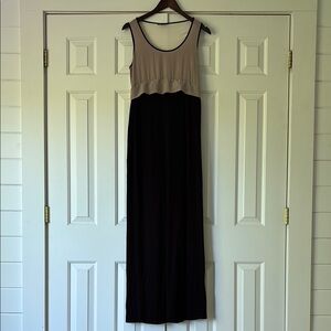 Armani Exchange Tan and Black Sleeveless maxi dress